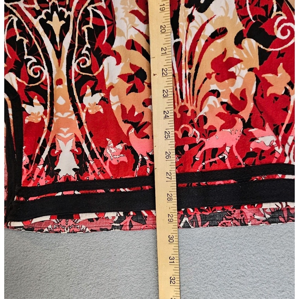 Red Floral Stretch High Neck Boho Hippie Tunic Dana Buchman Womens Top Size M - Picture 9 of 10
